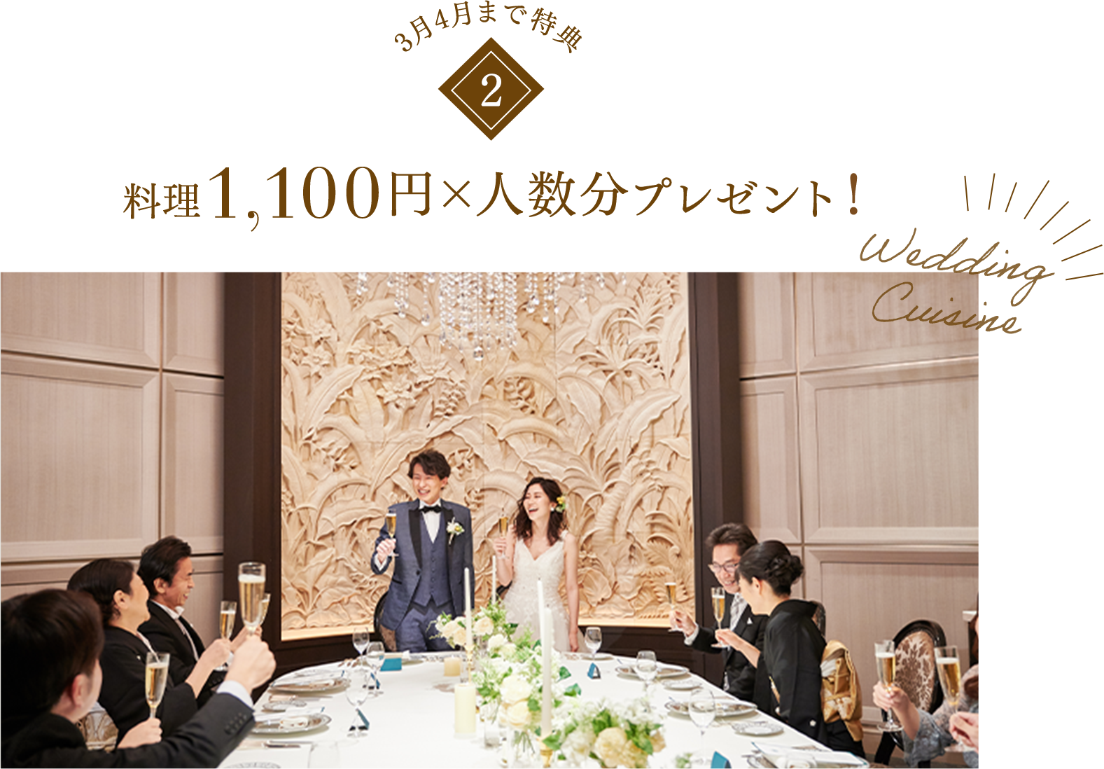 料理1,100円×人数分プレゼント